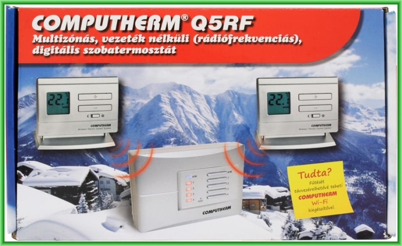 Termostat  multizonal Computherm Q5RF wireless (fara fir), neprogramabil  - pachet de baza cu 2 termostate